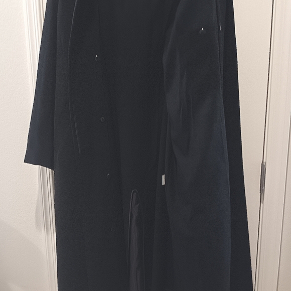 Worthington Women Size 18 Black Long Coat Hooded Hidden Button Down - Picture 2 of 10